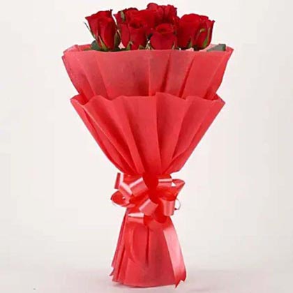 10 Red Roses Bouquet Gift Vivid